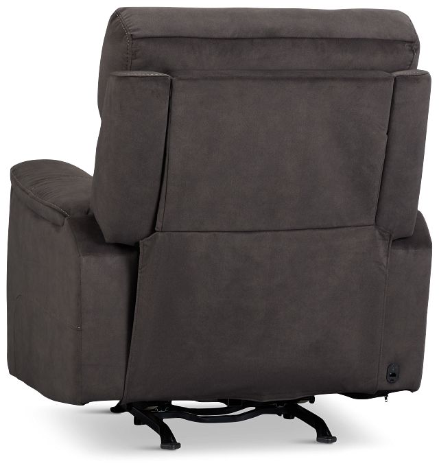 Wells Dark Brown Fabric Power Recliner With Heat And Massage