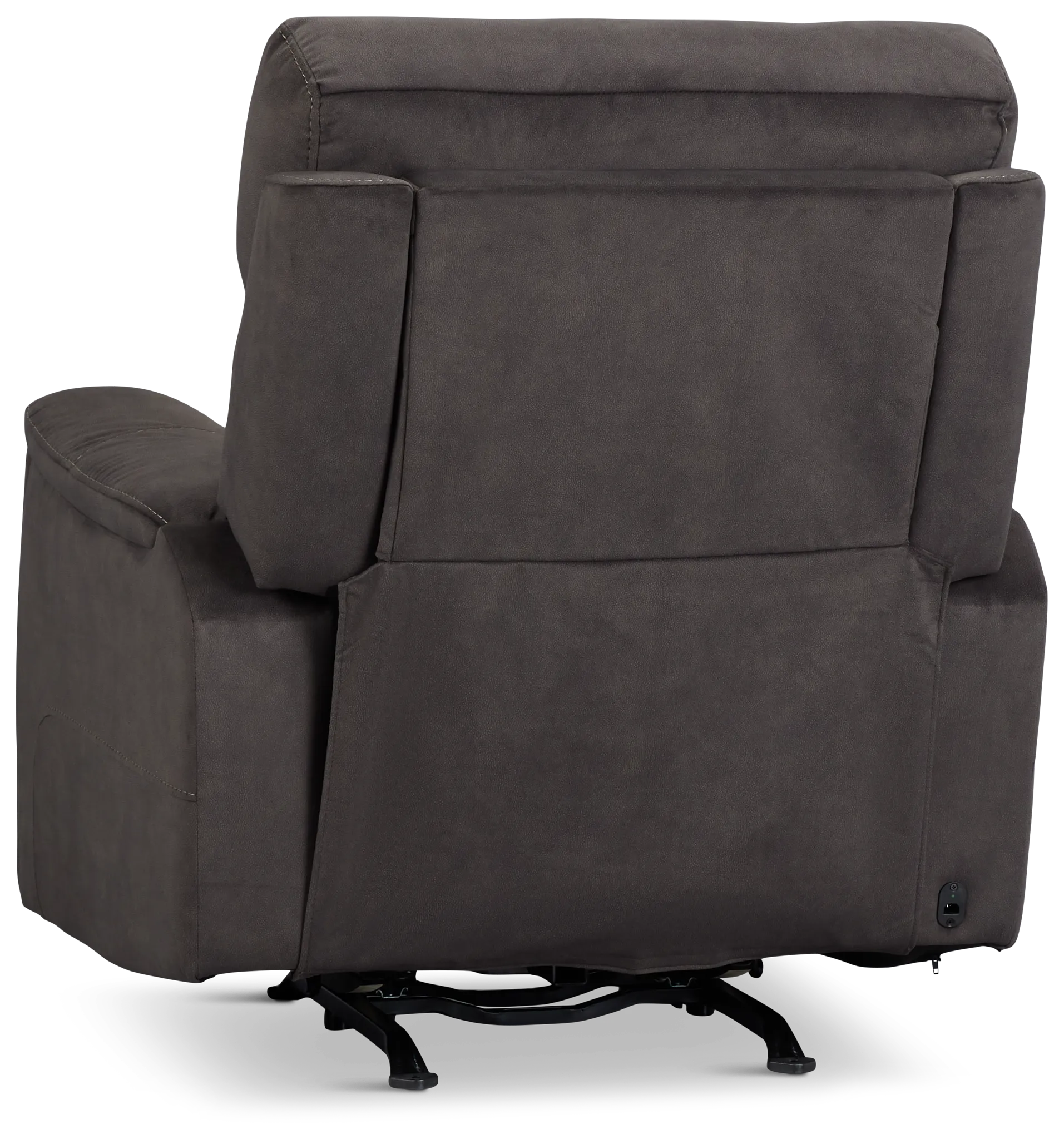Wells Dark Brown Fabric Power Recliner With Heat And Massage