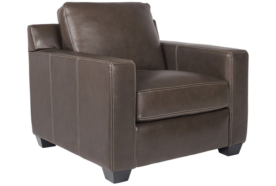 Carson Dark Brown Leather Chair Living Room Chairs City Furniture