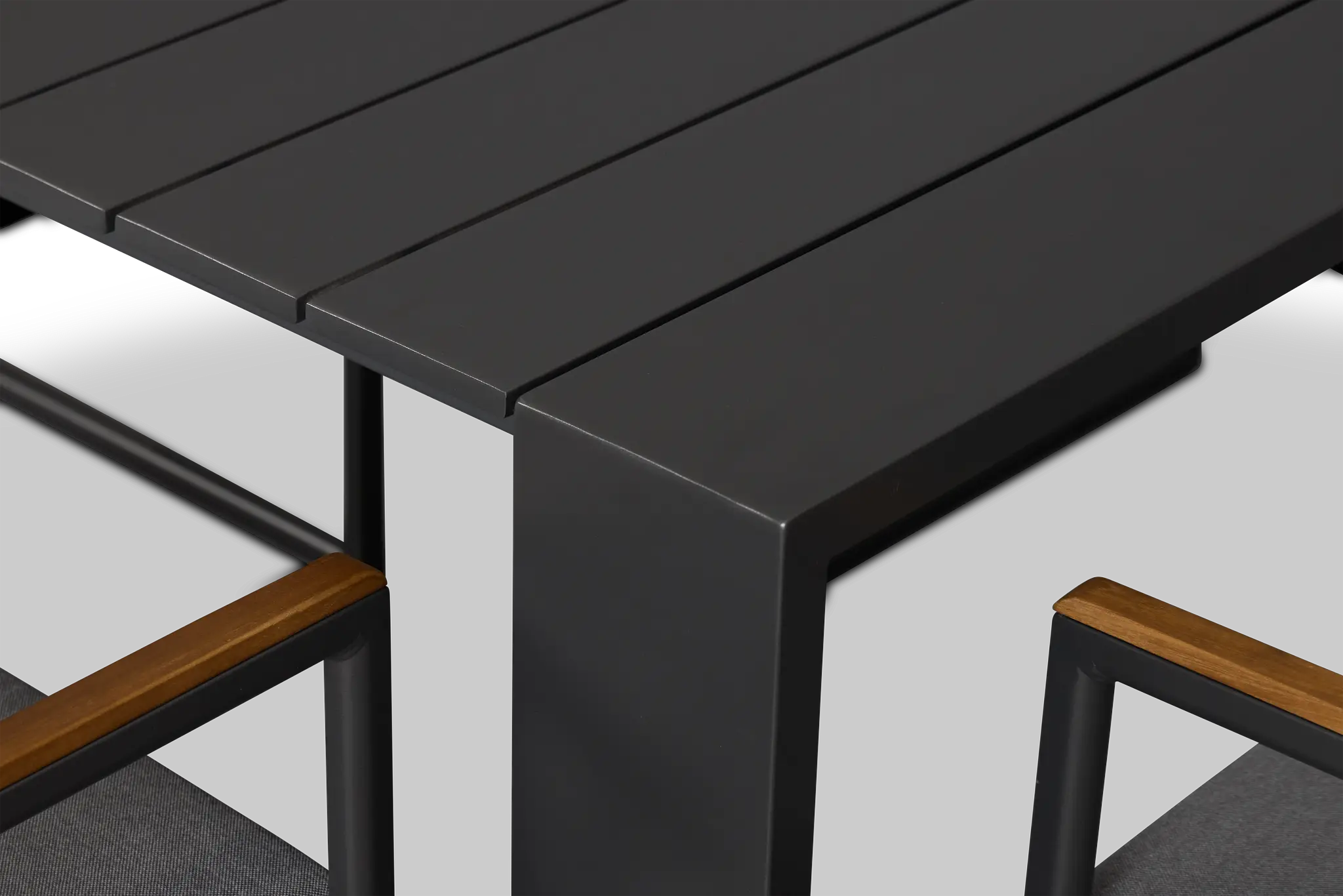 Sunrise Dark Gray 35" Square Table & 4 Teak Arm Chairs Sunrise Dark Gray 35" Square Table & 4 Teak Arm Chairs