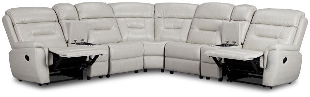 Toby2 Light Gray Micro Large Dual Manually Reclining Two-arm Sectional