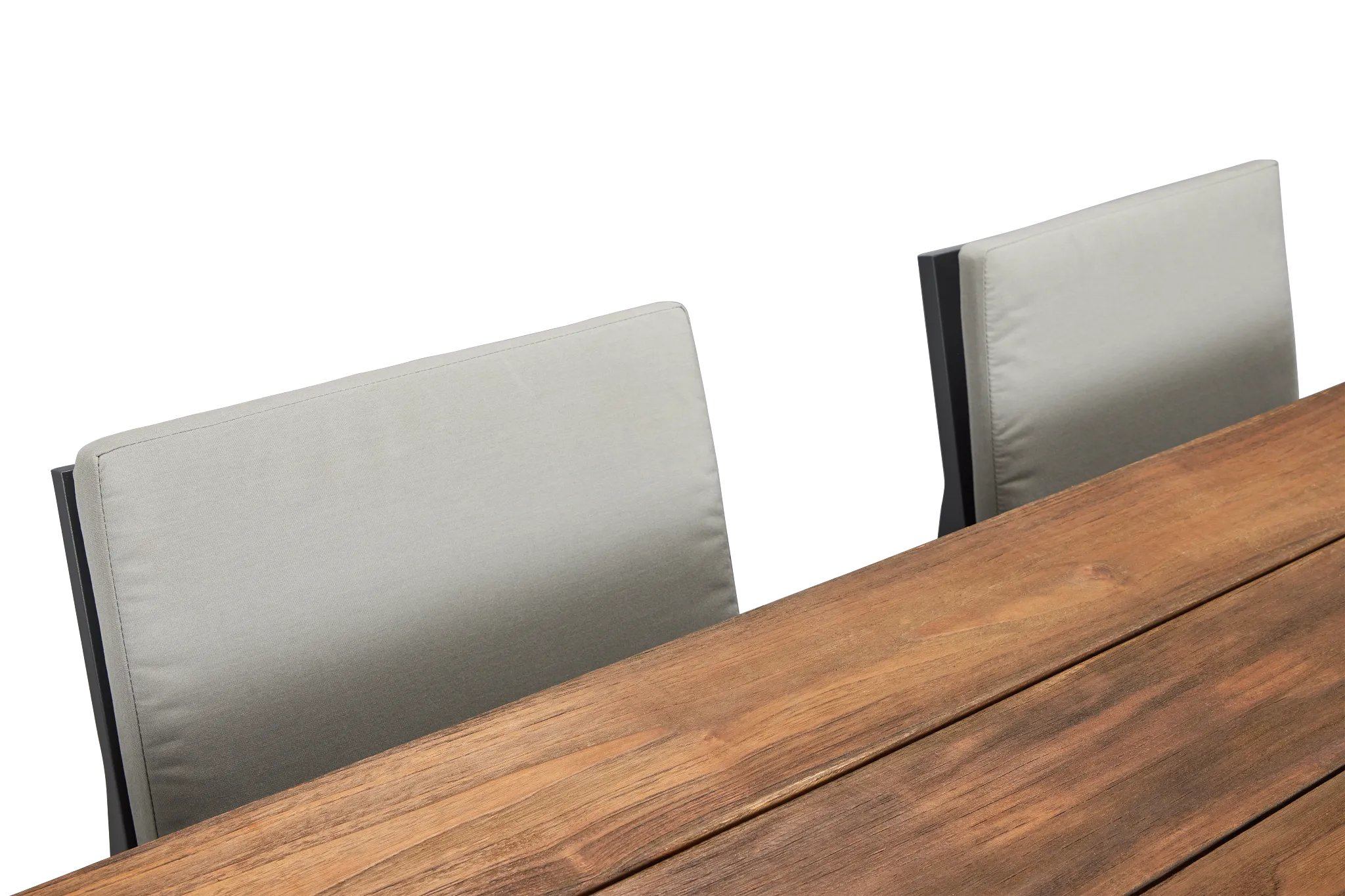 Linear Dark Gray 82" Teak Table & 4 Cushioned Side Chairs