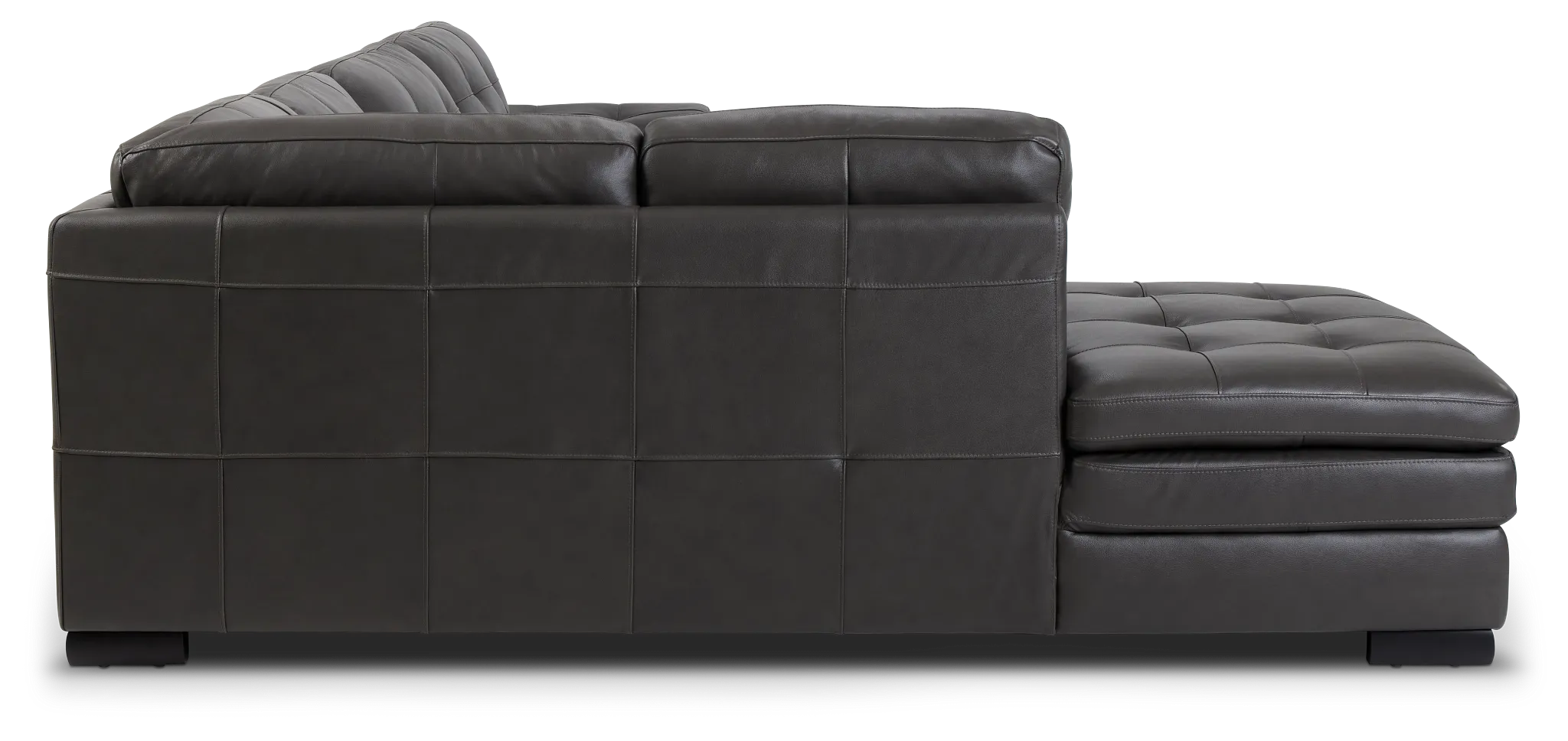 Braden Dark Gray Leather Medium Left Bumper Sectional
