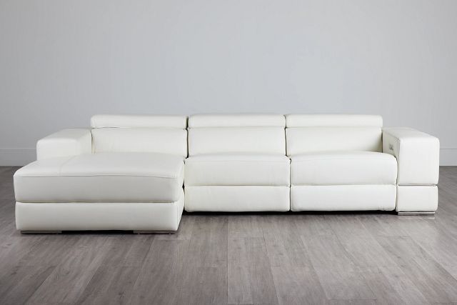 Dante White Leather Left Chaise Power Reclining Sectional (2)