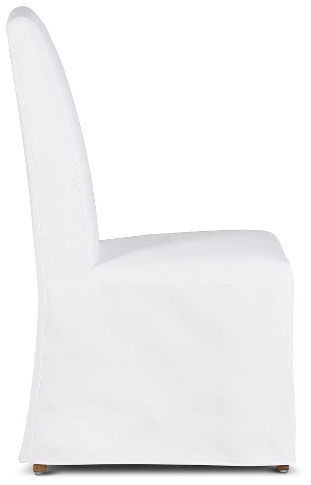 Harbor White Long Slipcover Chair With Light Tone Leg