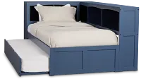 Charleston Dark Blue Corner Bookcase Bed With Trundle