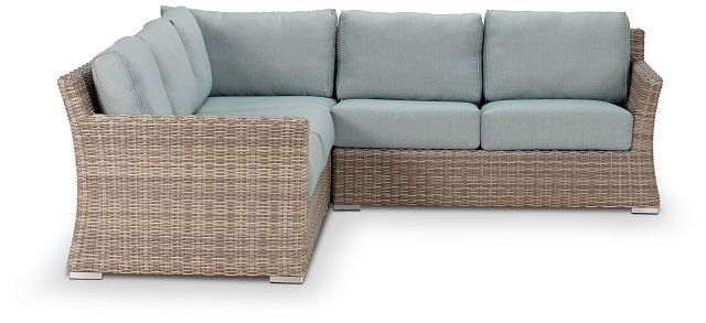 Raleigh Teal Woven Small Two-arm Sectional (2)