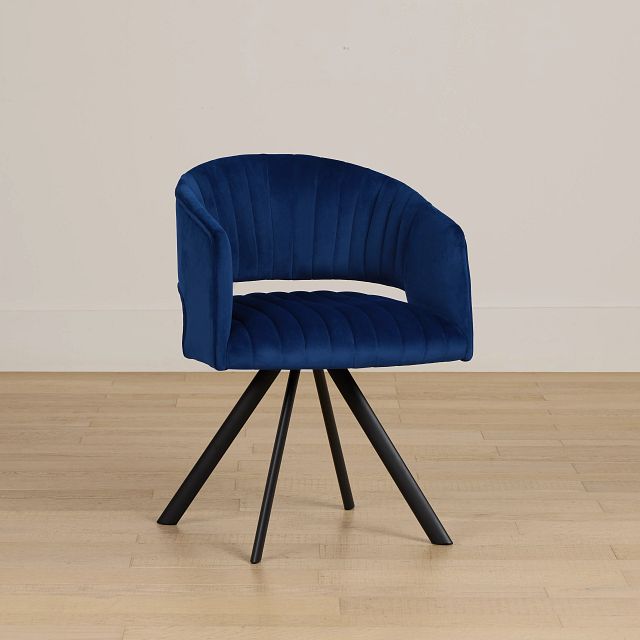 Mandy Blue Velvet Swivel Accent Chair