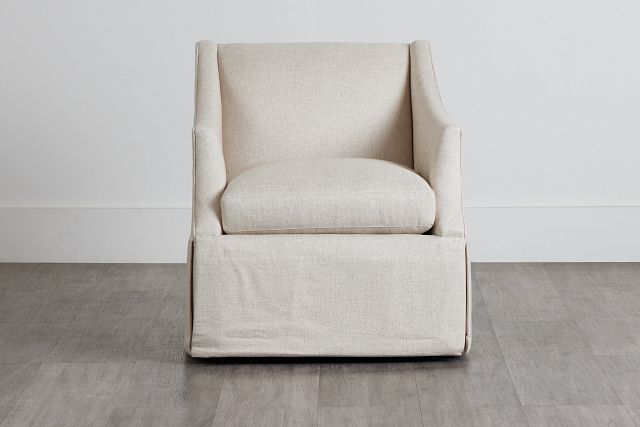 Clayton White Fabric Swivel Accent Chair (0)