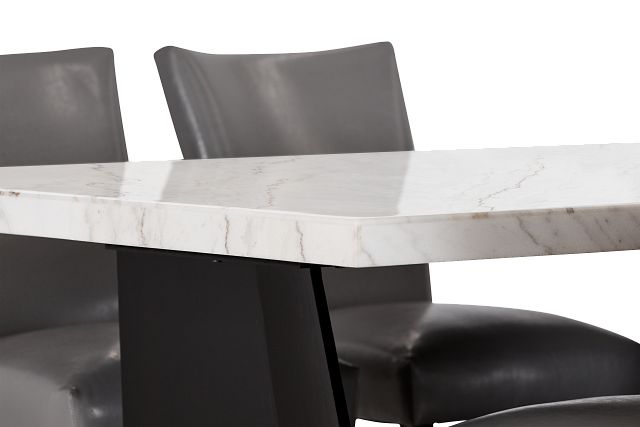 Auburn White High Table & 4 Gray Upholstered Barstools (3)