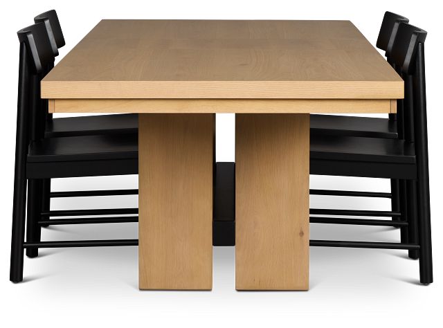 Highland Light Tone Rect Table & 4 Wood Chairs