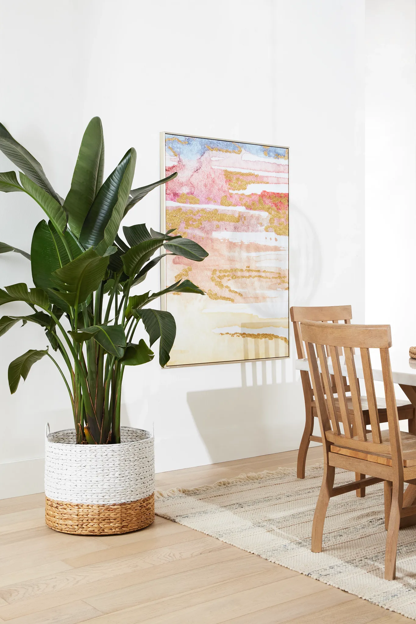 Somerset Light Tone Marble Rectangular Table & 4 Wood Chairs