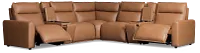 Edison Medium Brown Leather/vinyl Large Dual Power Reclining 2-arm Sectional