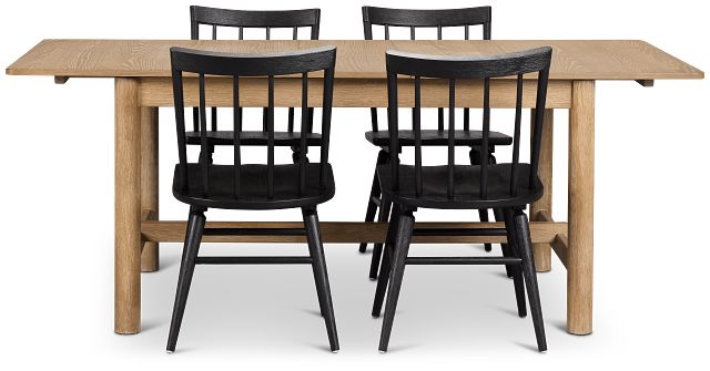 Taylor Light Tone Rect Table & 4 Wood Chairs
