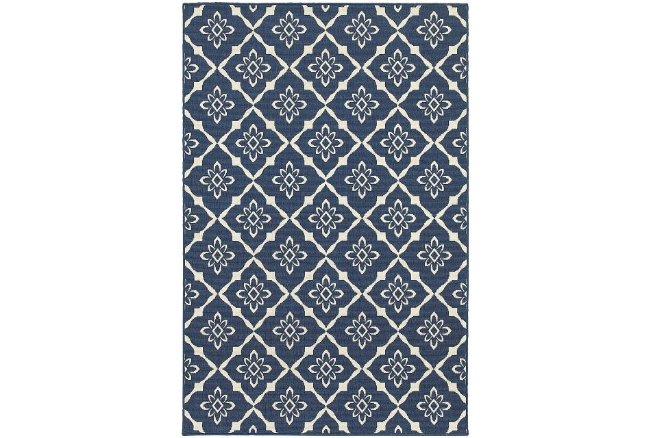 Meredith Dark Blue Indoor Outdoor 8x10 Area Rug Outdoor Rugs City Furniture