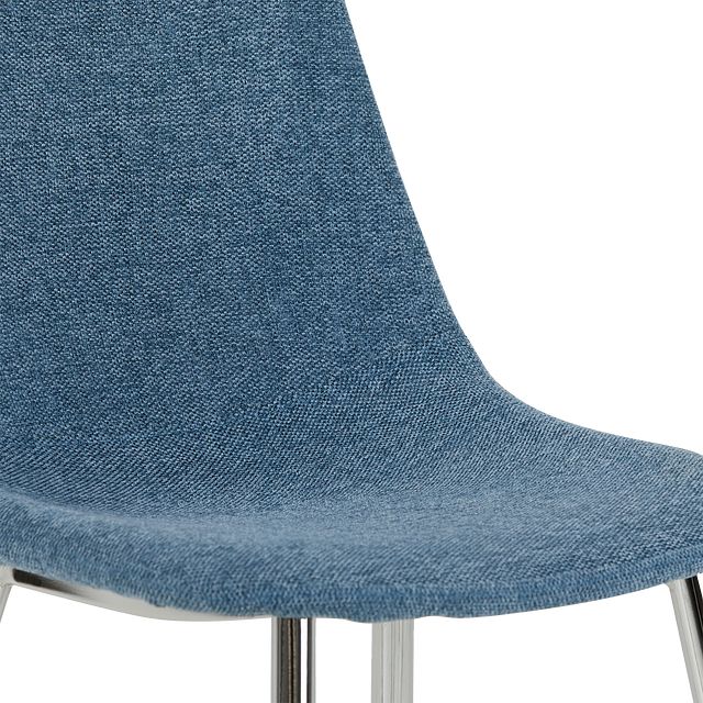 Havana Blue Upholstered Side Chair W/ Chrome Legs