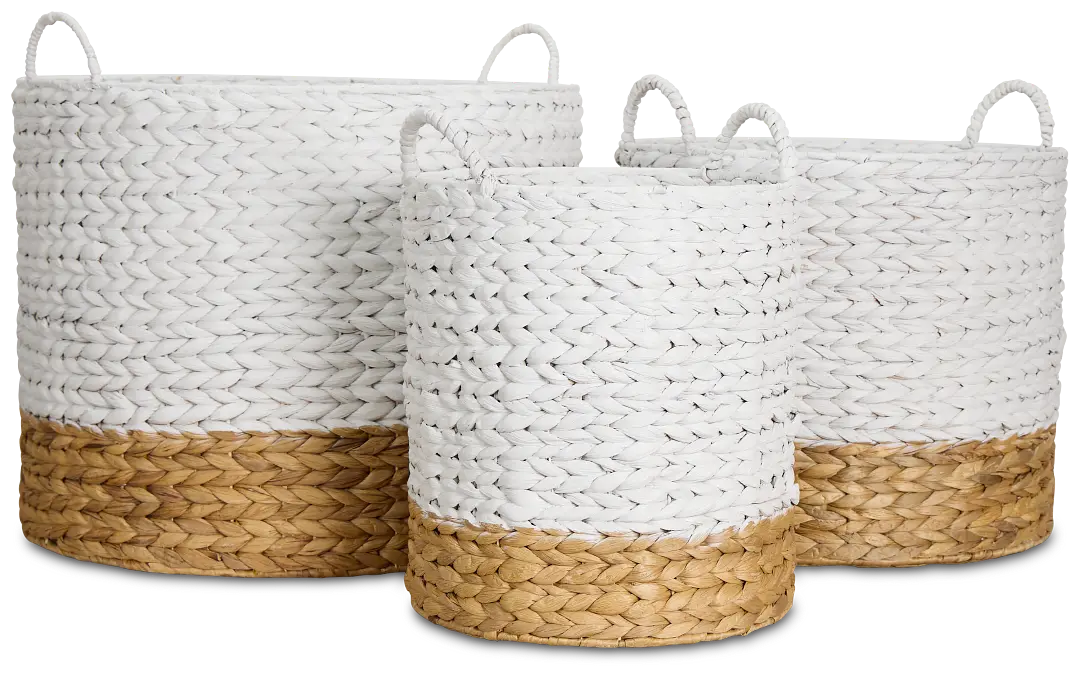 Cassie Set Of 3 White Basket Cassie Set Of 3 White Basket