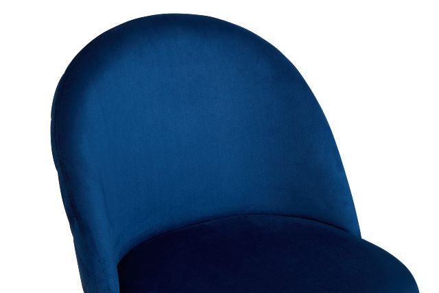 Capri Dark Blue Velvet Upholstered Side Chair W/ Gold Legs