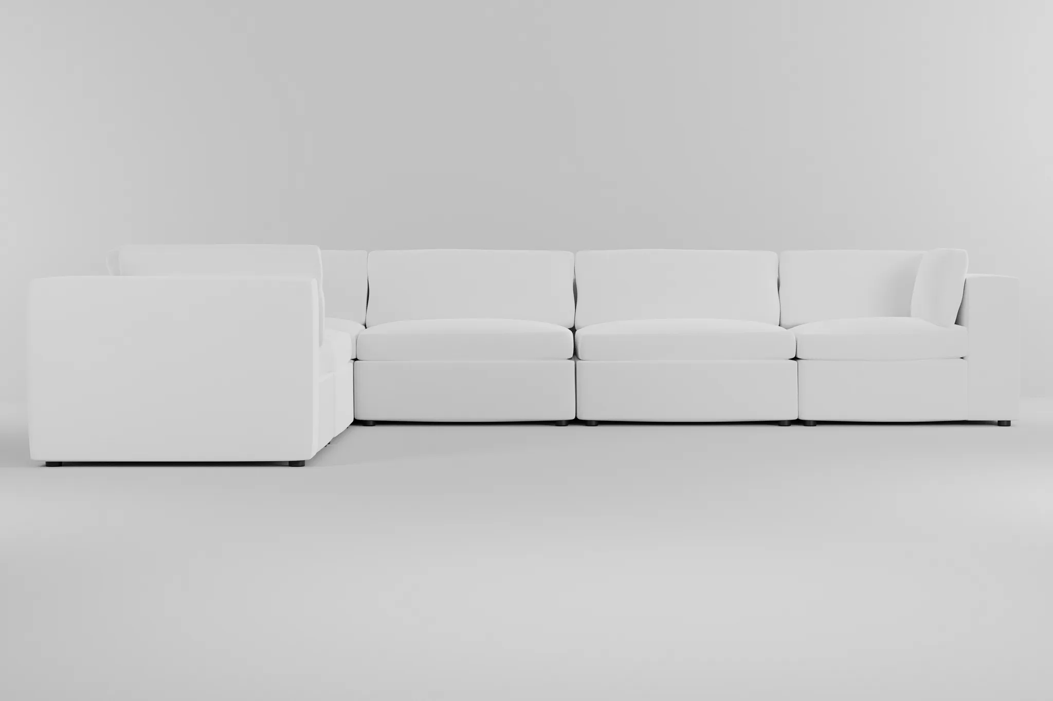 Destin Suave White Fabric 6-piece Modular Sectional