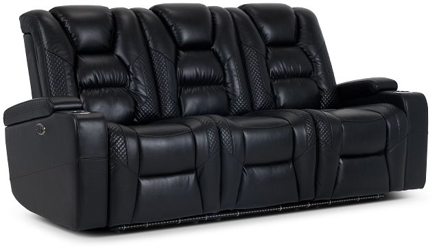 Troy Black Micro Power Reclining Sofa (2)
