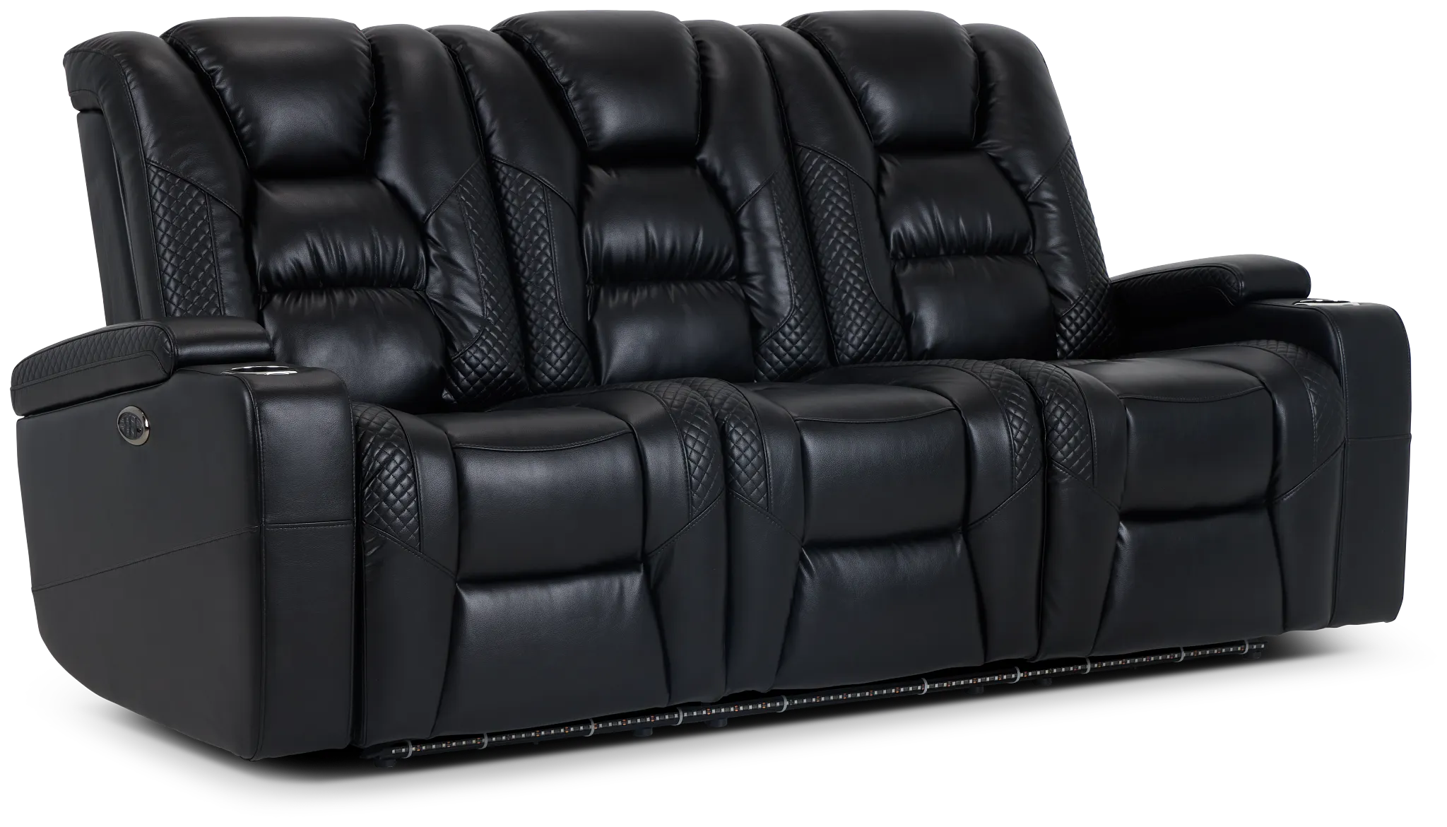 Troy Black Micro Power Reclining Sofa