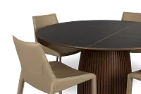Wayne Two-tone Round Table With 4 Beige Upholstered Side Chairs