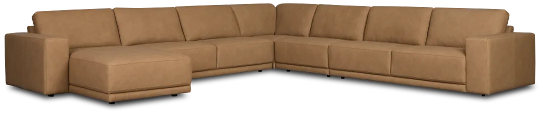 Kellan Light Brown Leather Large Left Chaise Sectional