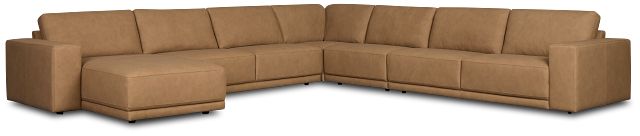 Kellan Light Brown Leather Large Left Chaise Sectional