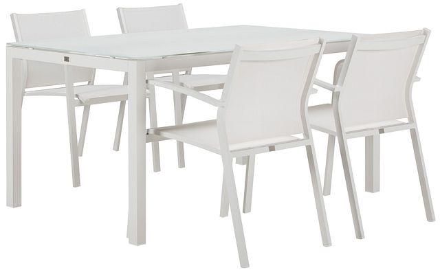 Lisbon White 60" Rectangular Table & 4 Chairs