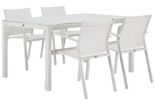 Lisbon White 60" Rectangular Table & 4 Chairs