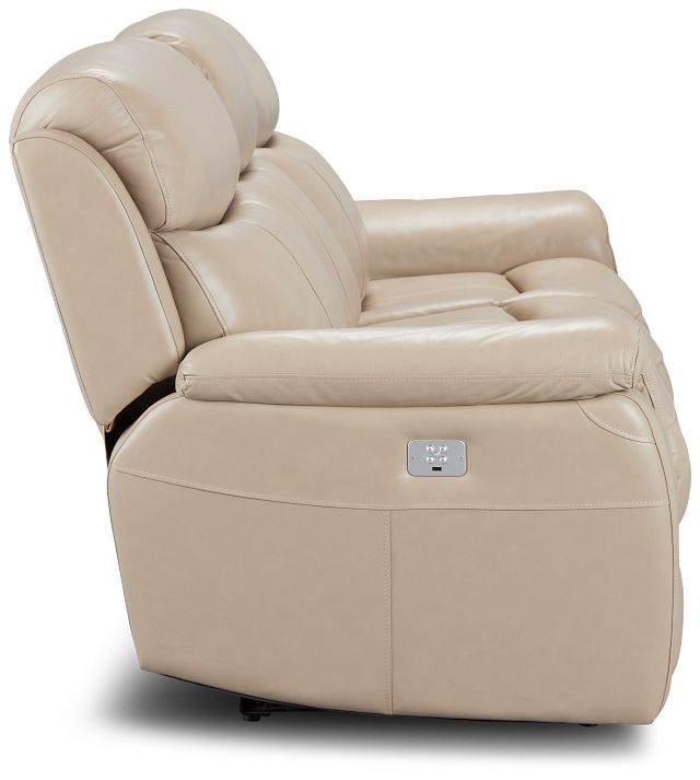 Graham Light Beige Lthr/vinyl Power Reclining Sofa