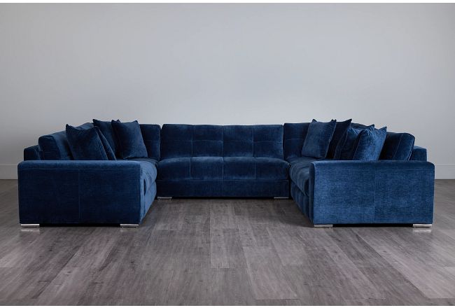 Brielle Blue Fabric Large Two-arm Sectional
