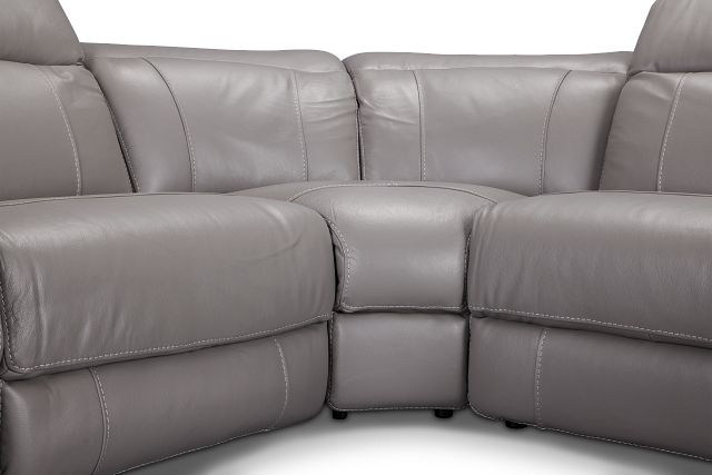 Marion Gray Lthr/vinyl Small Two-arm Power Reclining Sectional