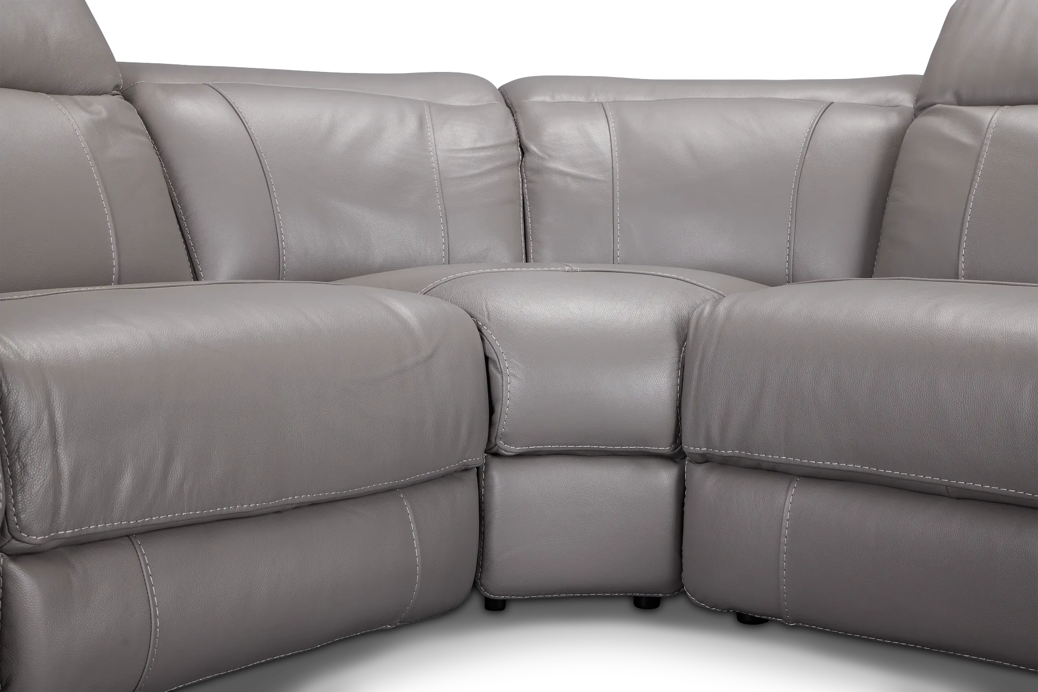 Marion Gray Lthr/vinyl Small Two-arm Power Reclining Sectional