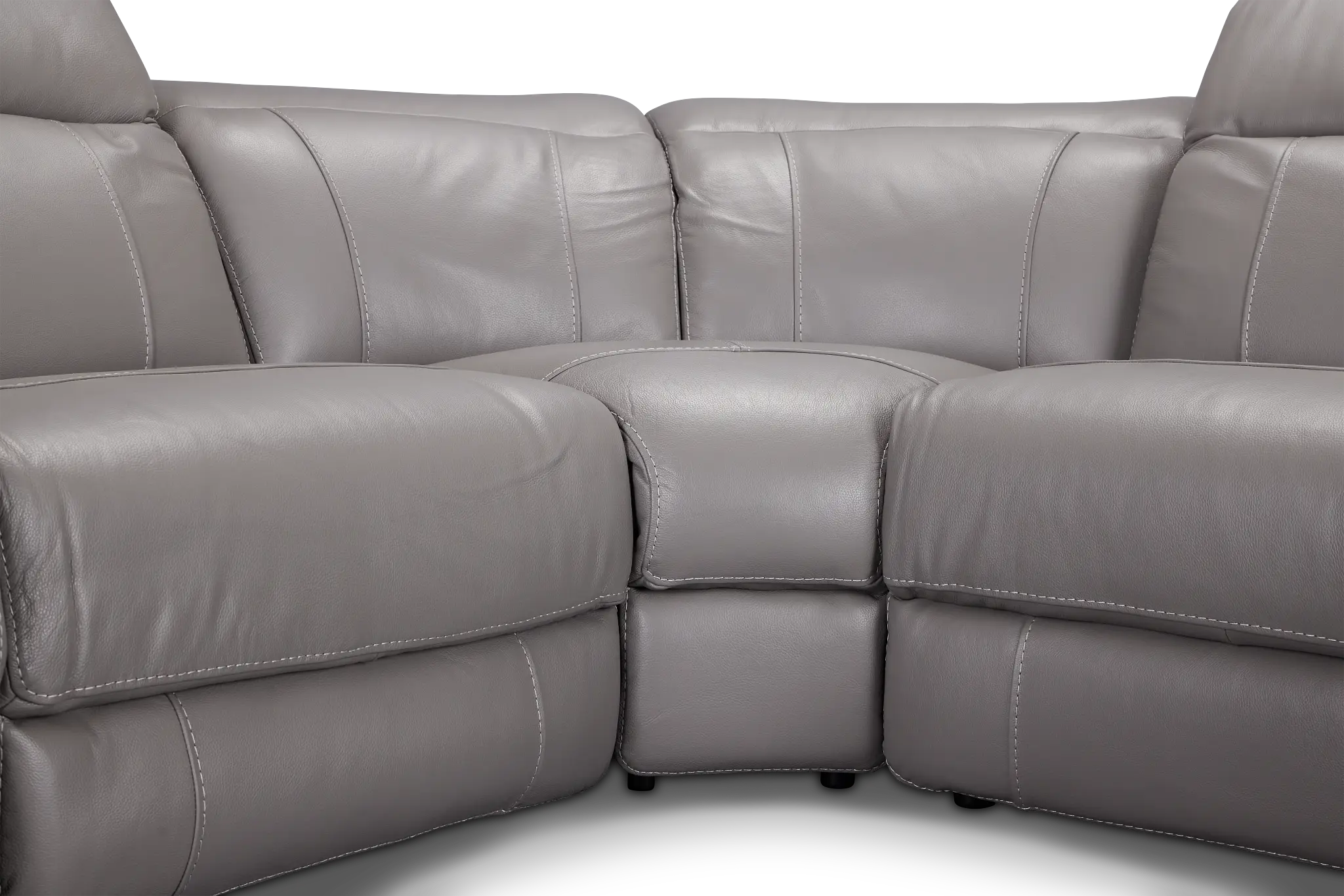 Marion Gray Lthr/vinyl Small Two-arm Power Reclining Sectional Marion Gray Lthr/vinyl Small Two-arm Power Reclining Sectional
