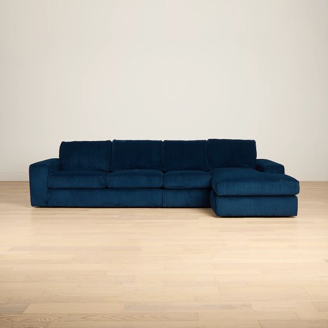 Charlie Dark Blue Fabric Small Right Chaise Sectional