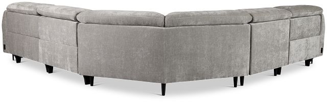 Zuri Gray Velvet Small Triple Power Reclining Two-arm Sectional