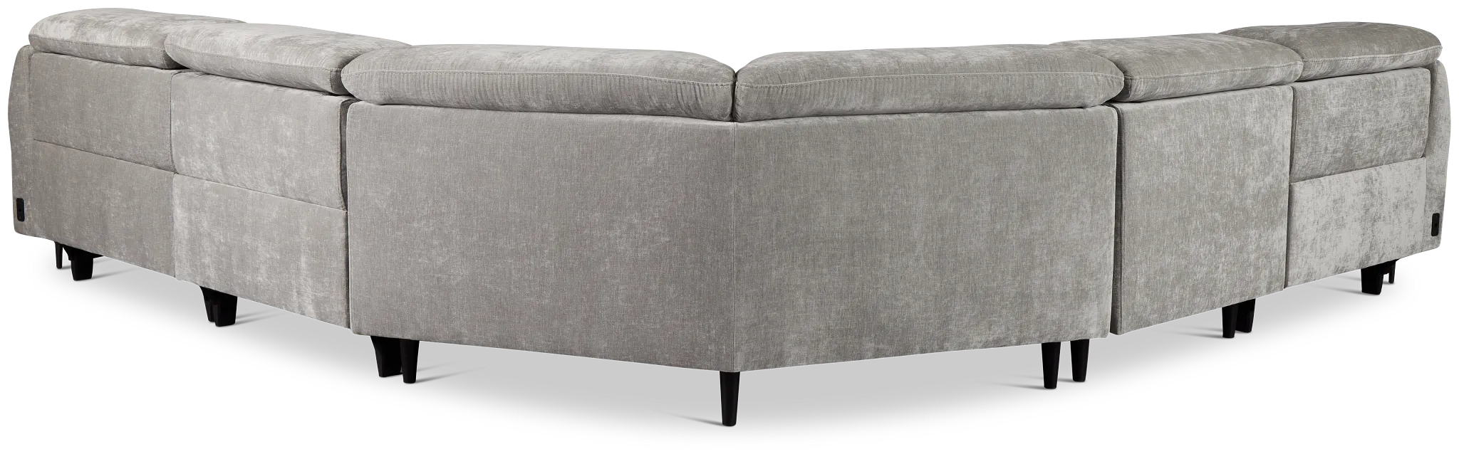 Zuri Gray Velvet Small Triple Power Reclining Two-arm Sectional