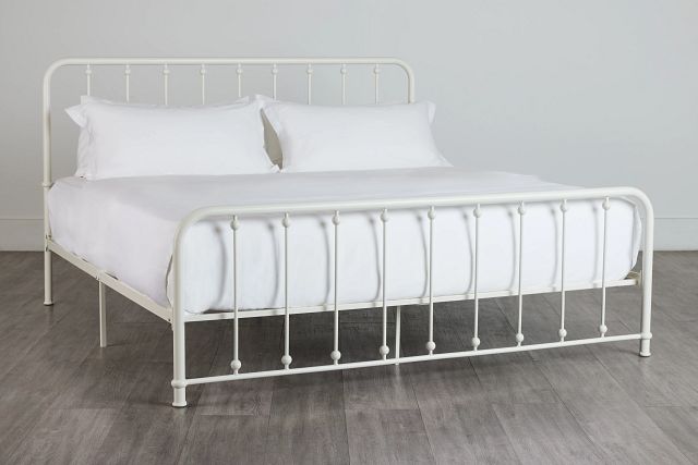 Rory White Metal Panel Bed