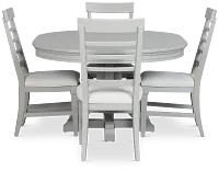 Cape Cod Gray Round Table & 4 Upholstered Chairs