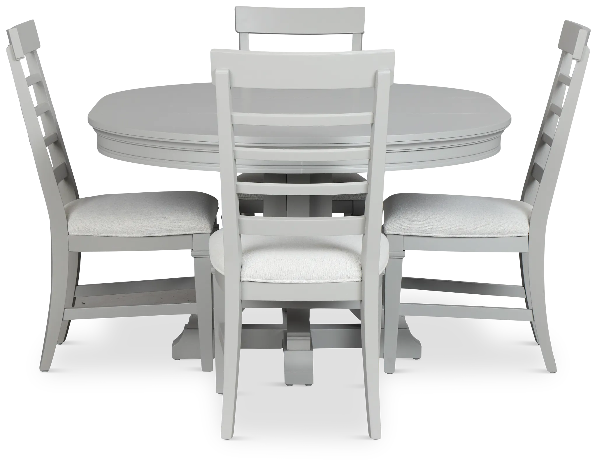 Cape Cod Gray Round Table & 4 Upholstered Chairs