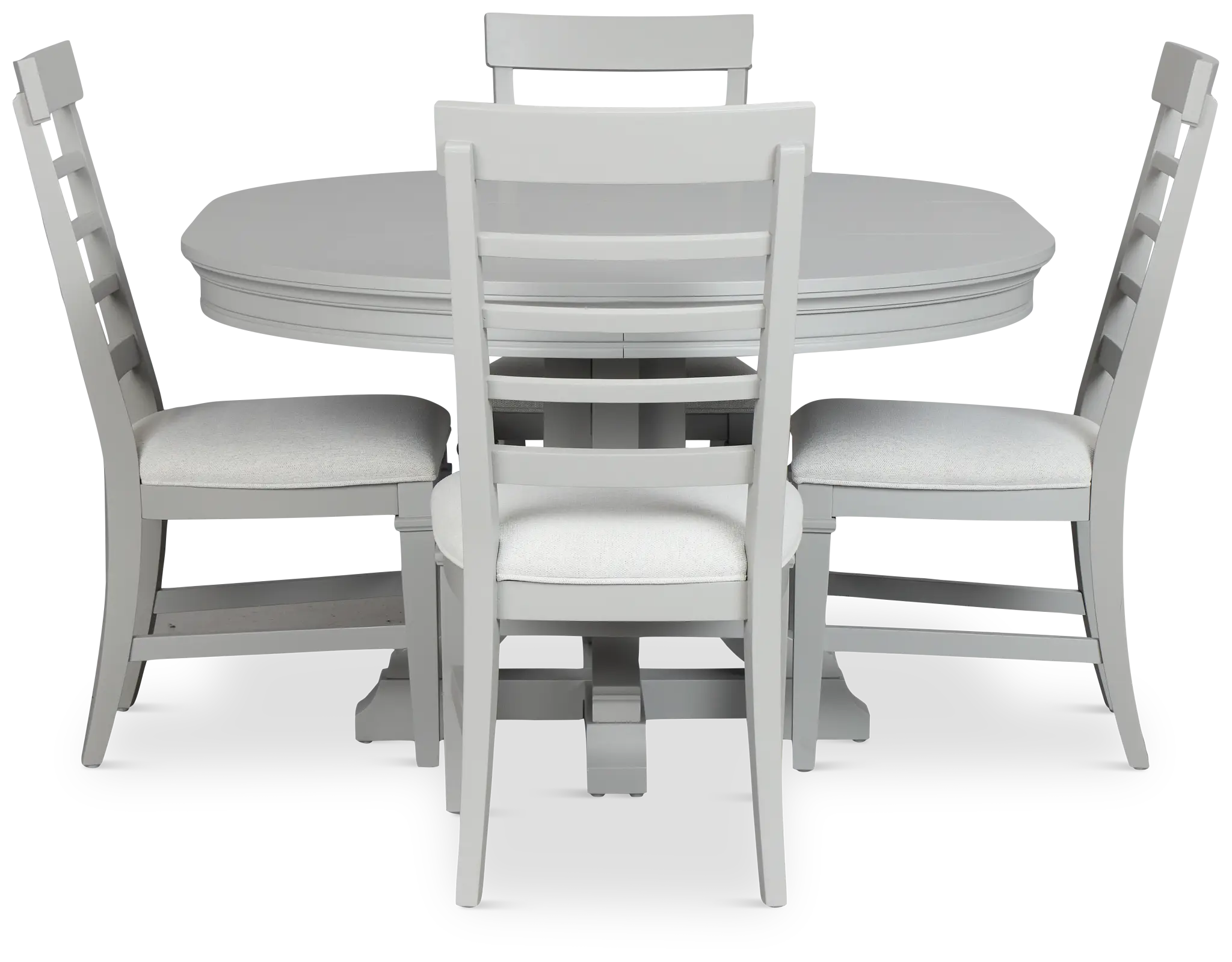 Cape Cod Gray Round Table & 4 Upholstered Chairs Cape Cod Gray Round Table & 4 Upholstered Chairs