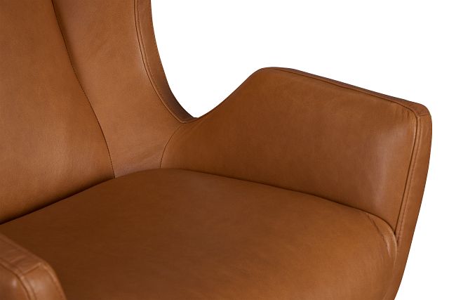 Penn Brown Leather Swivel Accent Chair