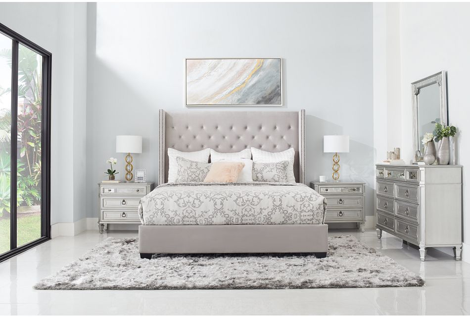 Sloane Light Gray Uph Shelter Bed, King (1)