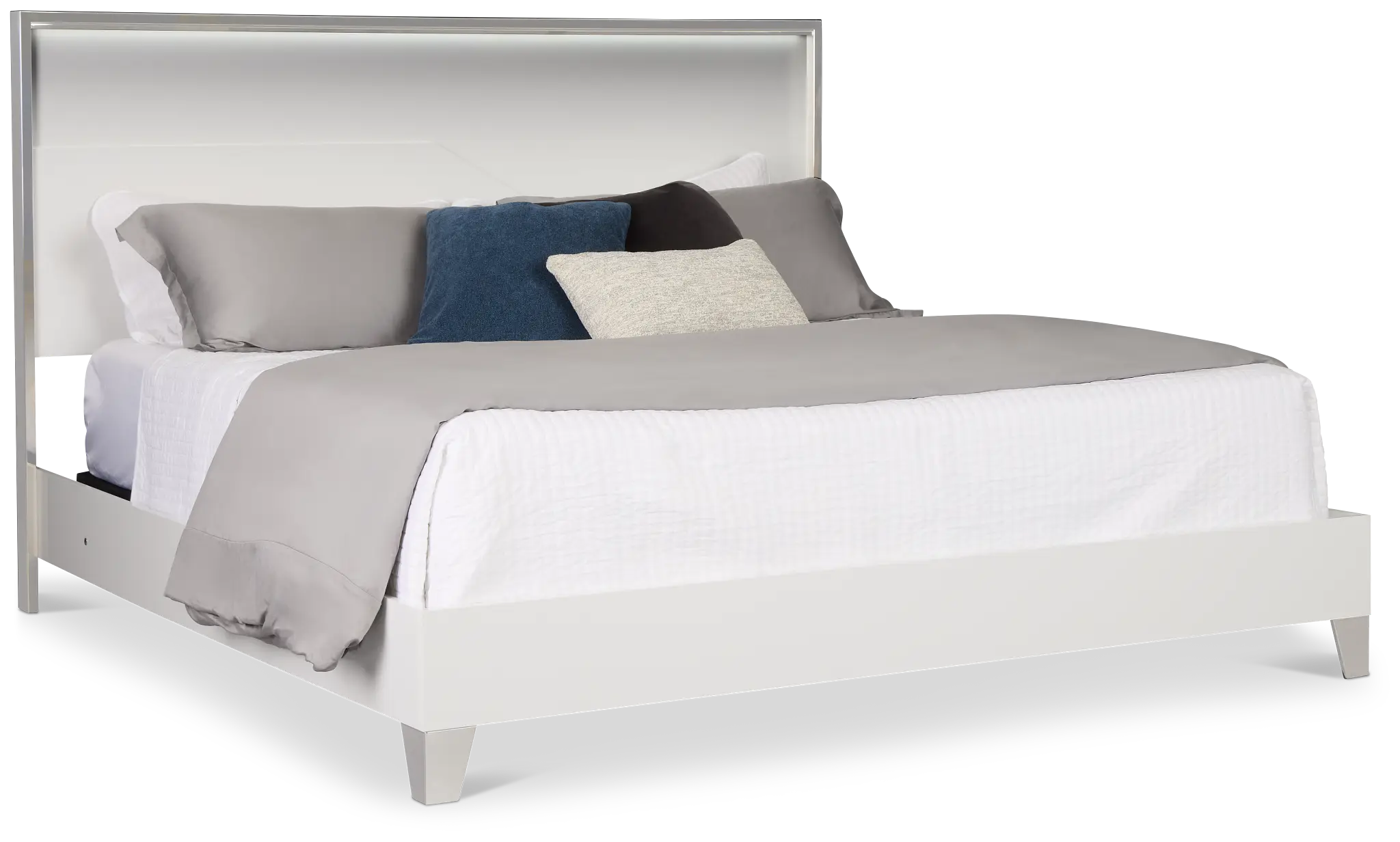 Doral White Panel Bed With Lights Doral White Panel Bed With Lights