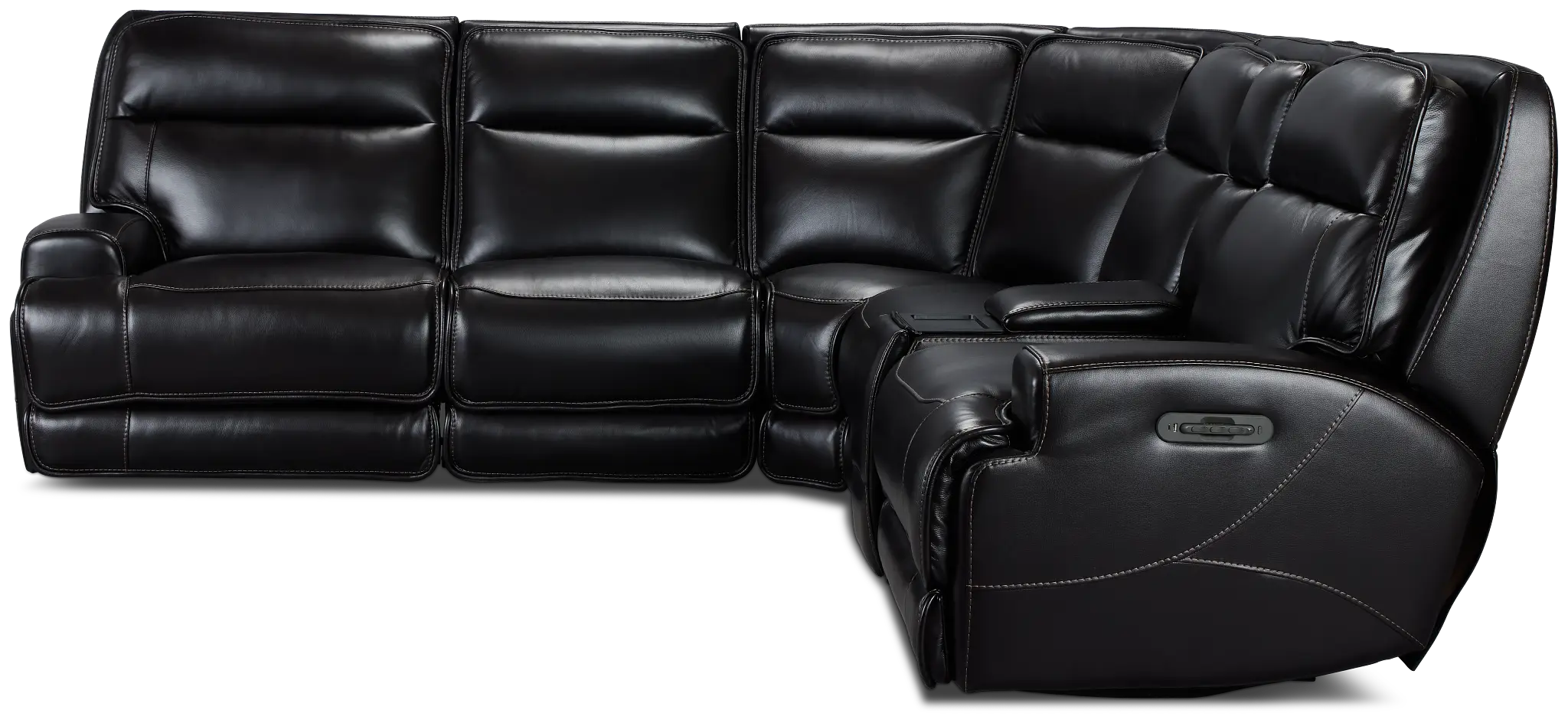 Casey Black Lthr/vinyl Medium Triple Power 2-arm Sectional Casey Black Lthr/vinyl Medium Triple Power 2-arm Sectional