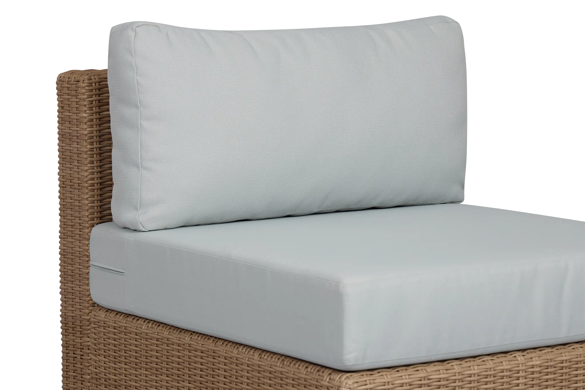 Montecito Light Tone Armless Chair With Light Blue Cushions