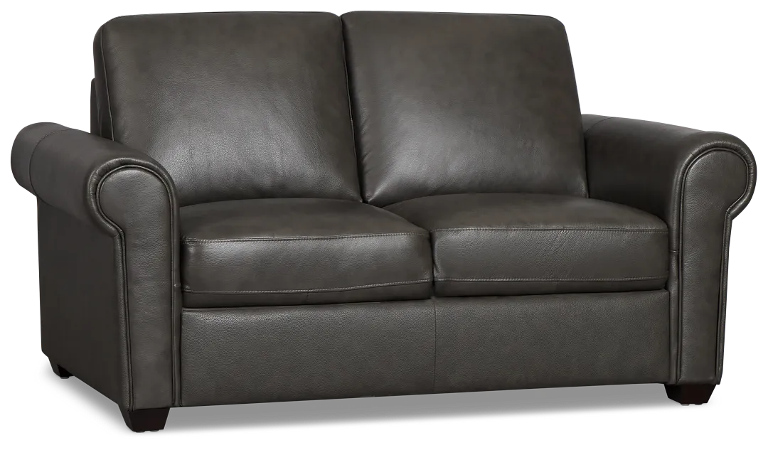 Lincoln Dark Gray Lthr/vinyl Loveseat
