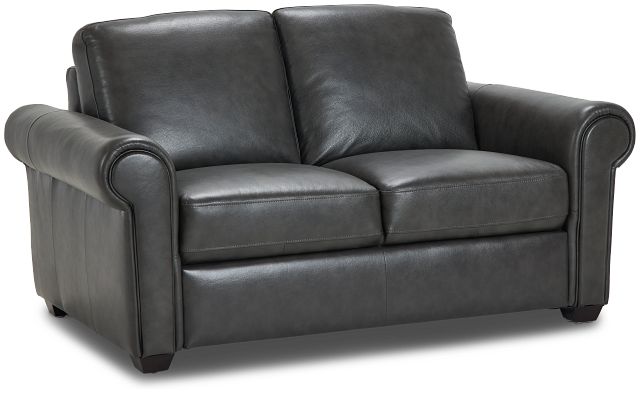 Lincoln Dark Gray Lthr/vinyl Loveseat