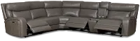 Jasper Gray Leather Medium Triple Power 2-arm Sectional